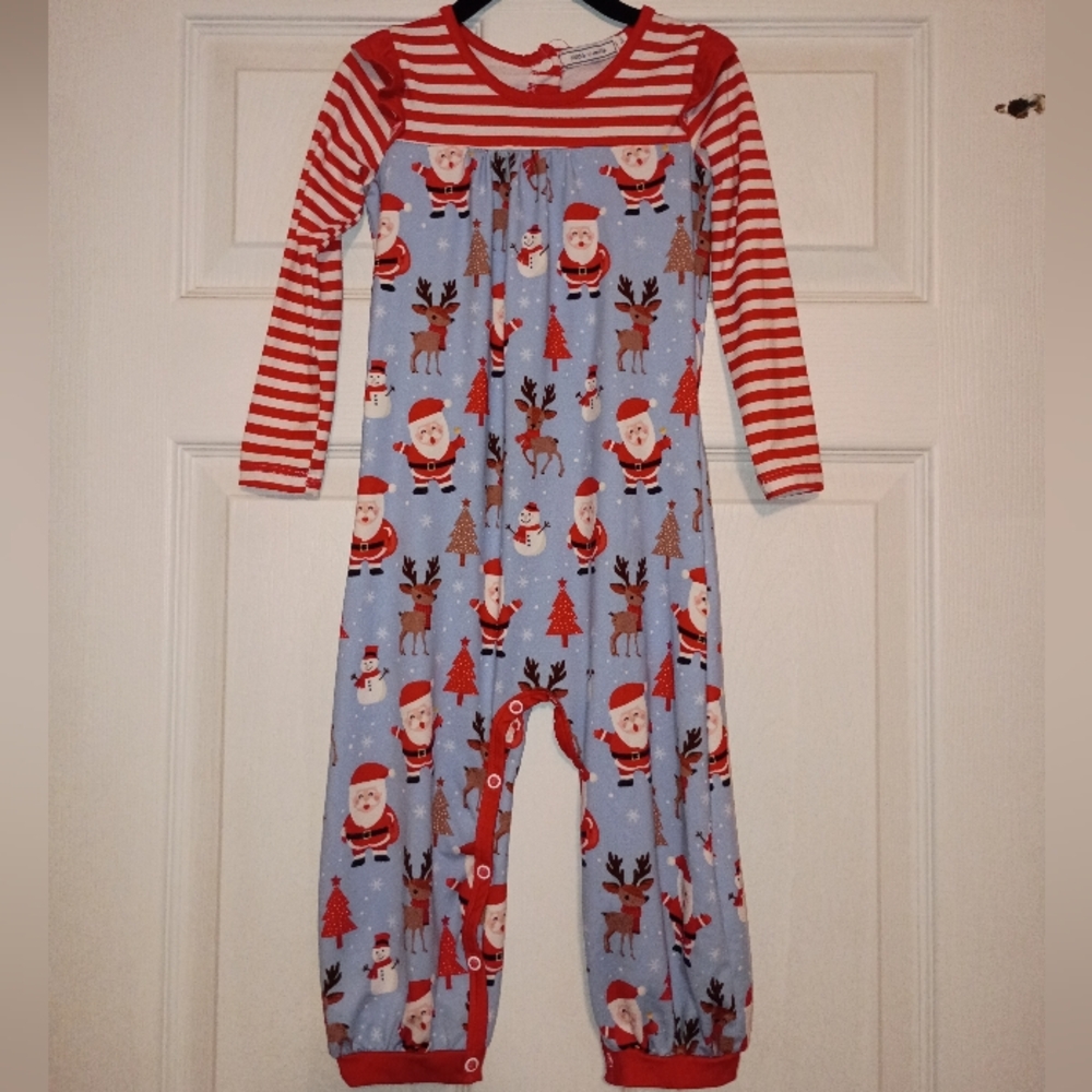 Little Millie Toddler Girl Festive Santa and Reindeer Pajamas Size 2T
